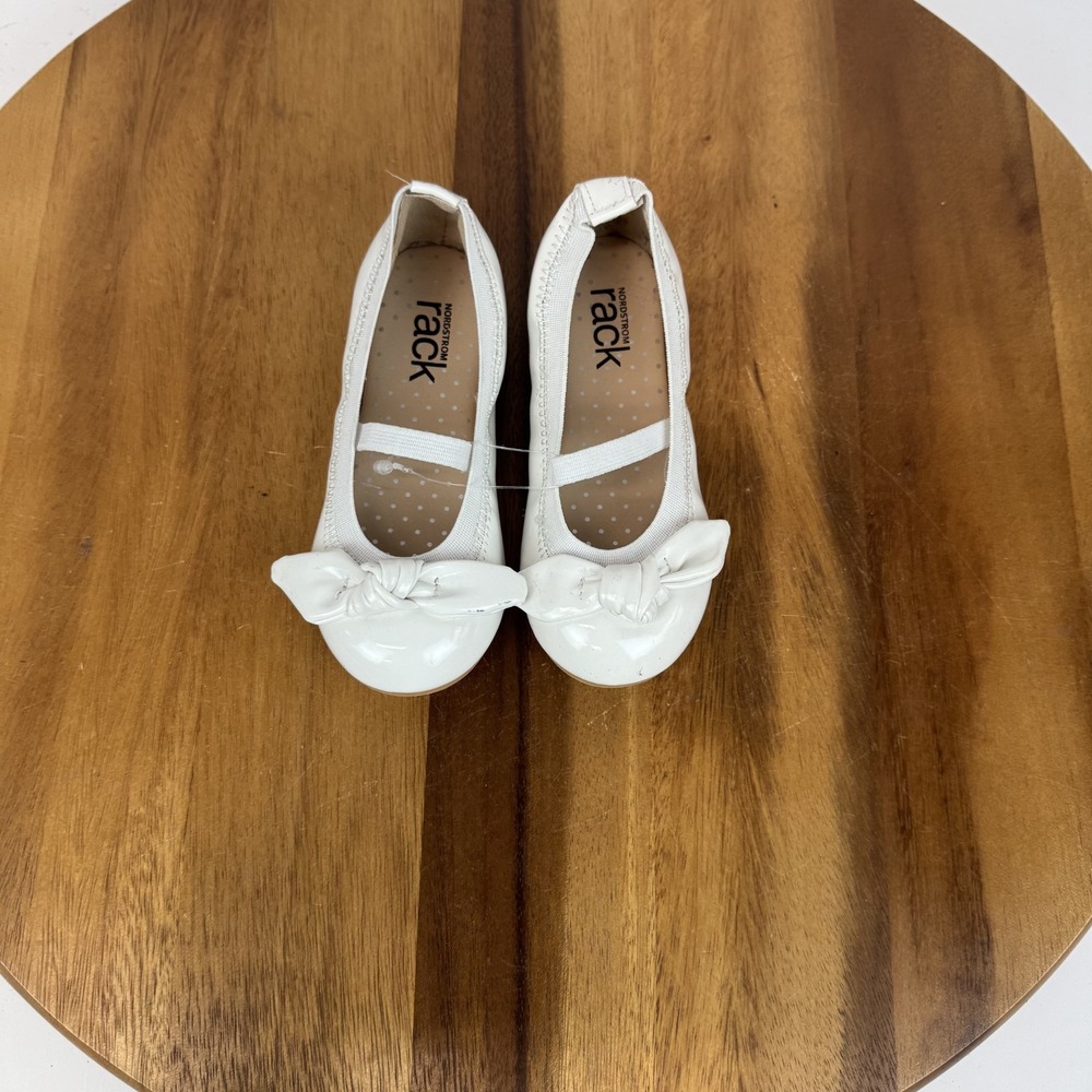 Little Kids Nordstrom Rack Remma White Bow Formal Mary Jane Flats Size 8 C‎ GUC